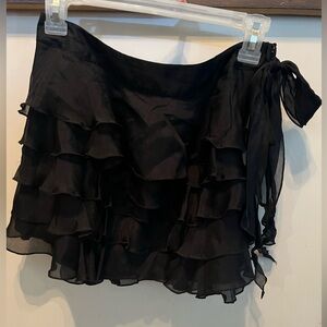 Vintage Y2K Wet Seal Black Layered Mini Skirt 100% Silk Size 1